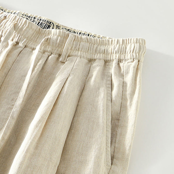 Buddha Stones秋冬 無地 ドローストリング 伸縮性ウエスト メンズ リネン ストレートレッグパンツ ポケット付き - image 8