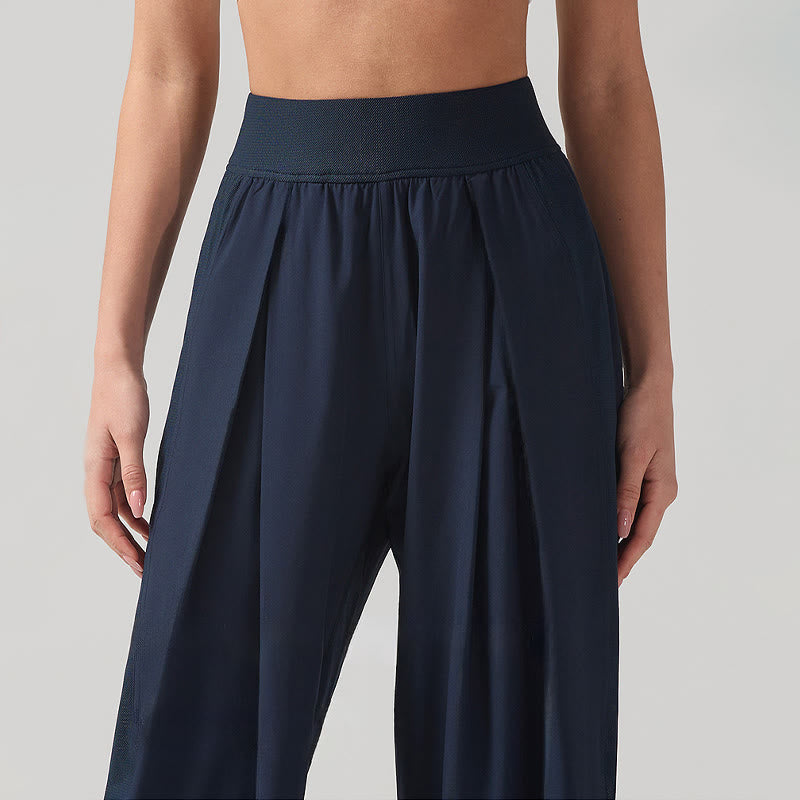 Buddha Stones無地 通気性 レディース ワイドレッグパンツ スポーツ ヨガ スウェットパンツ ポケット付き - image 9