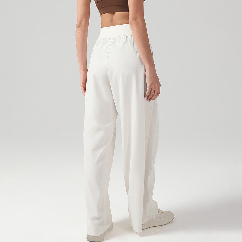 Buddha Stones無地 通気性 レディース ワイドレッグパンツ スポーツ ヨガ スウェットパンツ ポケット付き - image 2