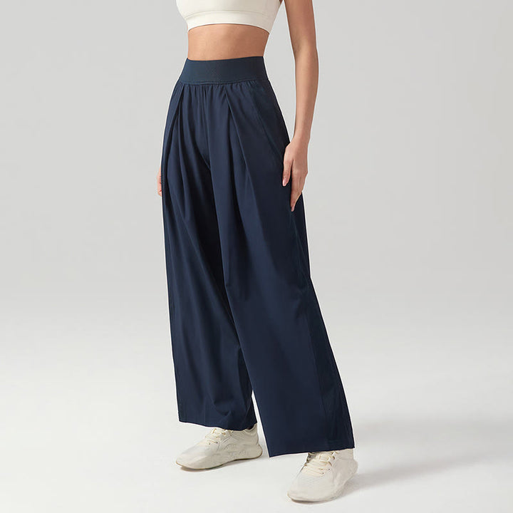 Buddha Stones無地 通気性 レディース ワイドレッグパンツ スポーツ ヨガ スウェットパンツ ポケット付き - image 7