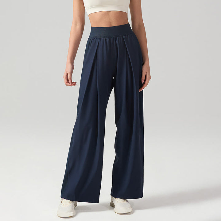 Buddha Stones無地 通気性 レディース ワイドレッグパンツ スポーツ ヨガ スウェットパンツ ポケット付き - image 6