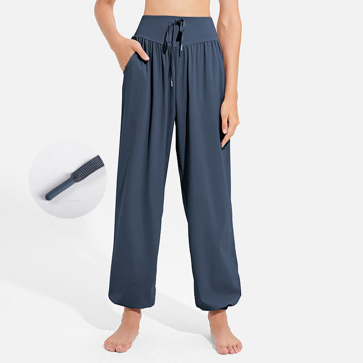 Buddha Stones無地 ドローストリング 伸縮性ウエストデザイン レディース ハーレムパンツ スポーツ ヨガ スウェットパンツ ポケット付き - スティールブルー - US8-10，UK/AU12-14，EU40-42 (2XL) - image 21