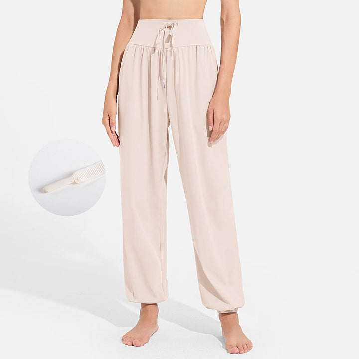 Buddha Stones無地 ドローストリング 伸縮性ウエストデザイン レディース ハーレムパンツ スポーツ ヨガ スウェットパンツ ポケット付き - コーンシルク - US8-10，UK/AU12-14，EU40-42 (2XL) - image 8