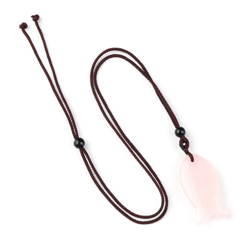 Buddha Stones鯉クリスタル インド瑪瑙 アメジスト トパーズ レッドジャスパー成就温もり ネックレス ペンダント - ピンククリスタル - image 1