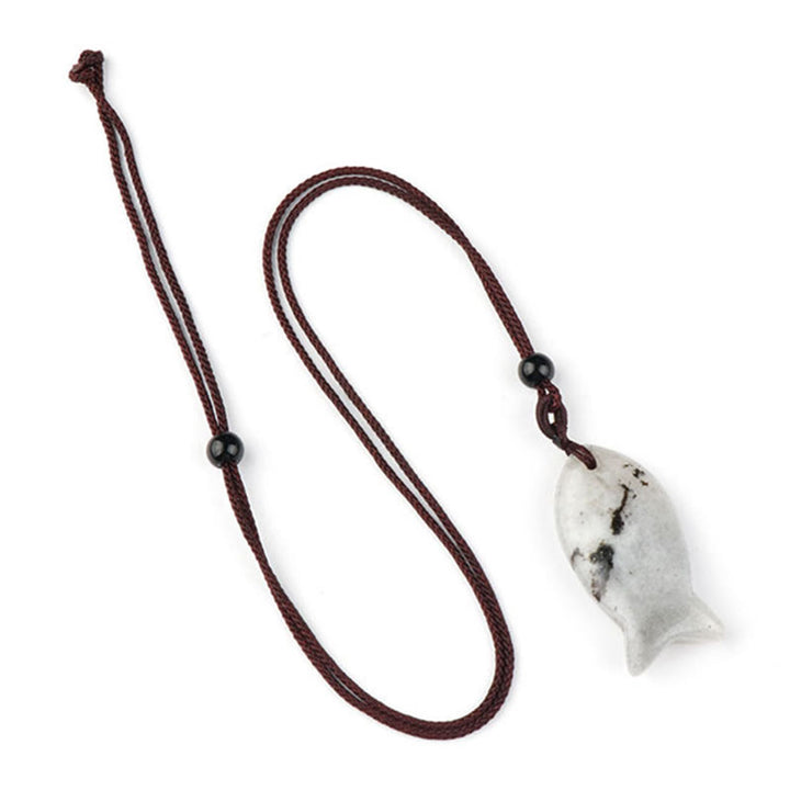 Buddha Stones鯉クリスタル インド瑪瑙 アメジスト トパーズ レッドジャスパー成就温もり ネックレス ペンダント - ラブラドライト - image 12