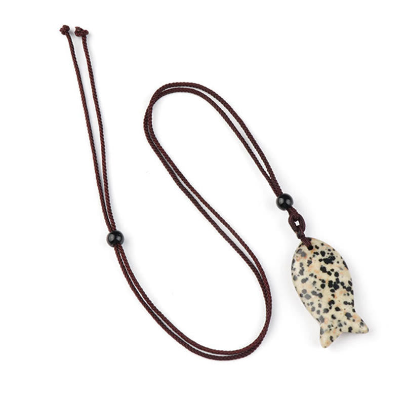 Buddha Stones鯉クリスタル インド瑪瑙 アメジスト トパーズ レッドジャスパー成就温もり ネックレス ペンダント - ダルメシアンジャスパー - image 19