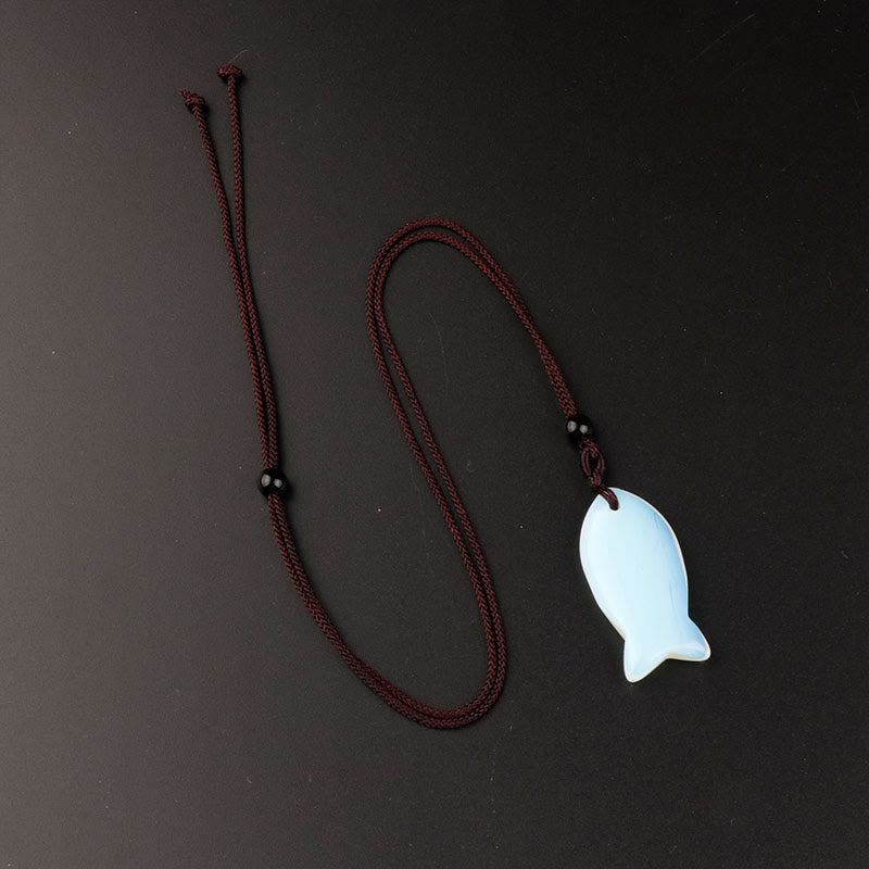 Buddha Stones鯉クリスタル インド瑪瑙 アメジスト トパーズ レッドジャスパー成就温もり ネックレス ペンダント - オパール - image 30