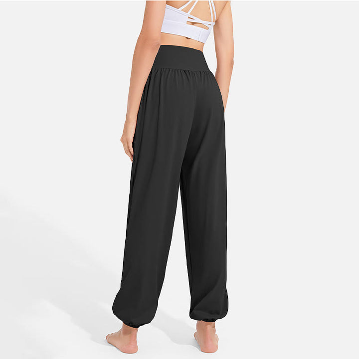 Buddha Stones無地 ドローストリング 伸縮性ウエストデザイン レディース ハーレムパンツ スポーツ ヨガ スウェットパンツ ポケット付き - image 6