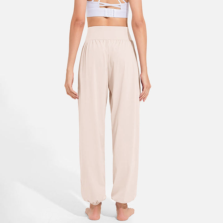 Buddha Stones無地 ドローストリング 伸縮性ウエストデザイン レディース ハーレムパンツ スポーツ ヨガ スウェットパンツ ポケット付き - image 10