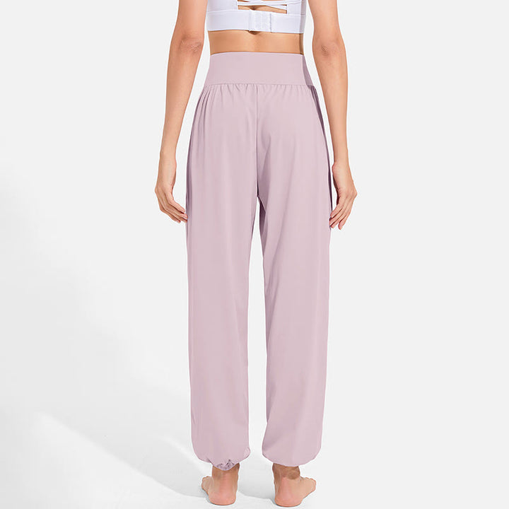 Buddha Stones無地 ドローストリング 伸縮性ウエストデザイン レディース ハーレムパンツ スポーツ ヨガ スウェットパンツ ポケット付き - image 16