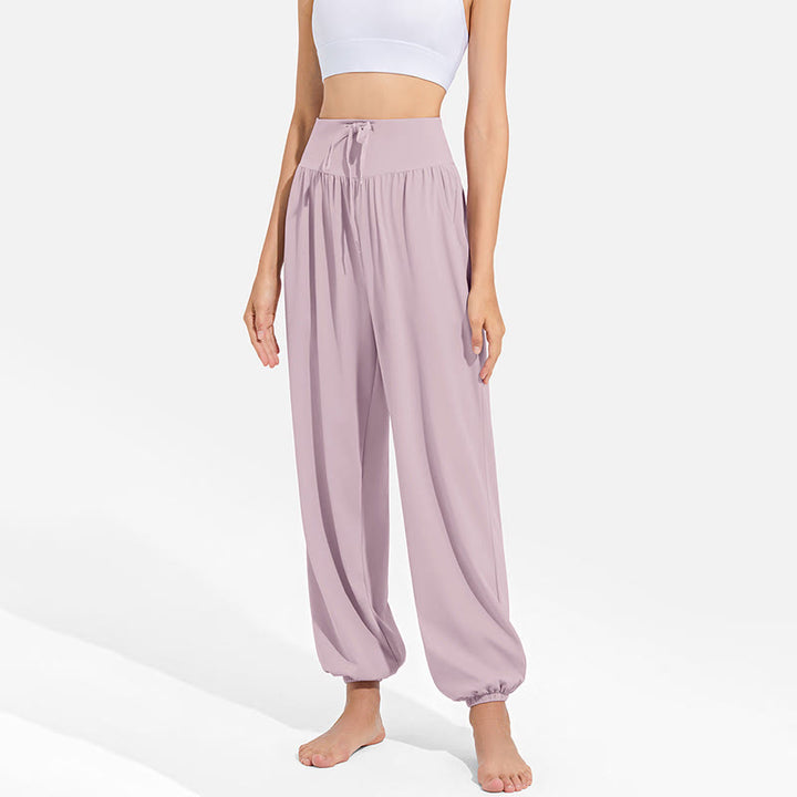 Buddha Stones無地 ドローストリング 伸縮性ウエストデザイン レディース ハーレムパンツ スポーツ ヨガ スウェットパンツ ポケット付き - image 14