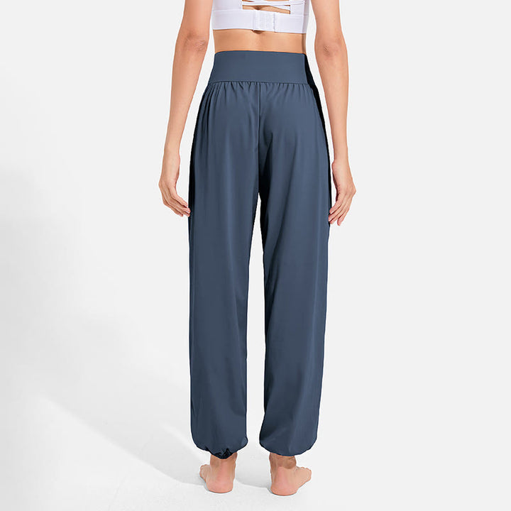 Buddha Stones無地 ドローストリング 伸縮性ウエストデザイン レディース ハーレムパンツ スポーツ ヨガ スウェットパンツ ポケット付き - image 24