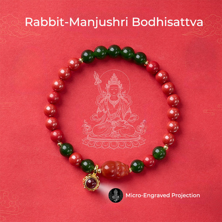 午年用Buddha Stonesマイクロ彫刻投影十二支誕生仏辰砂良縁祈願ブレスレット - image 13