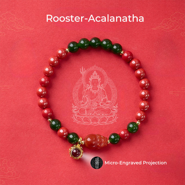 午年用Buddha Stonesマイクロ彫刻投影十二支誕生仏辰砂良縁祈願ブレスレット - image 19