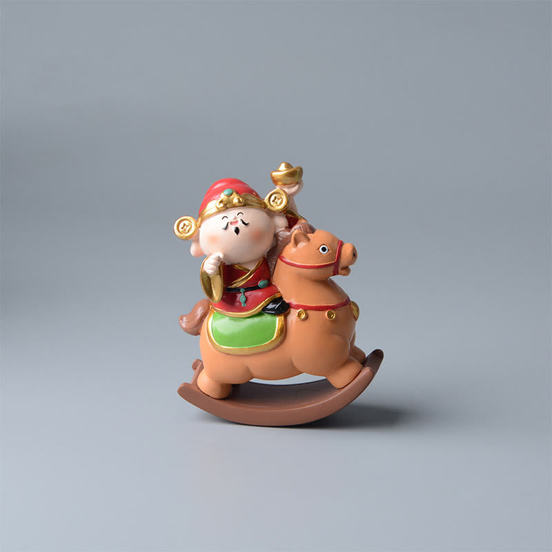 馬年用Buddha Stones富の神 金運成就豊かさデスク装飾 - サンディブラウン 馬と富の神（11×8.5×4.5cm） - image 1