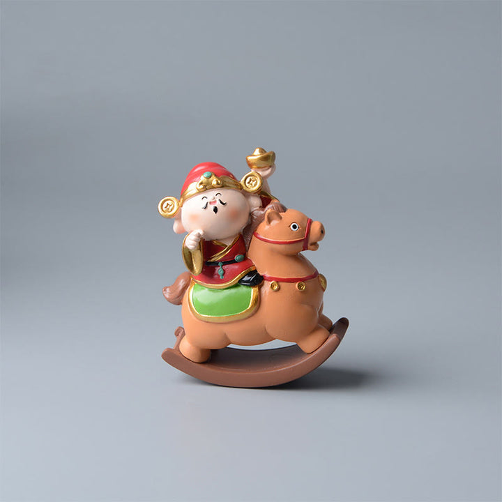 馬年用Buddha Stones富の神 金運成就豊かさデスク装飾 - サンディブラウン 馬と富の神（11×8.5×4.5cm） - image 1
