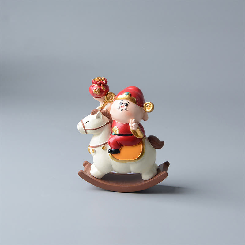 馬年用Buddha Stones富の神 金運成就豊かさデスク装飾 - 白馬と富の神（11×8.5×4.5cm） - image 2