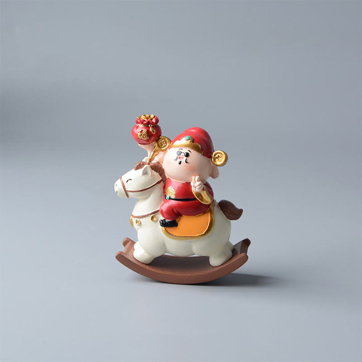 馬年用Buddha Stones富の神 金運成就豊かさデスク装飾 - 白馬と富の神（11×8.5×4.5cm） - image 2