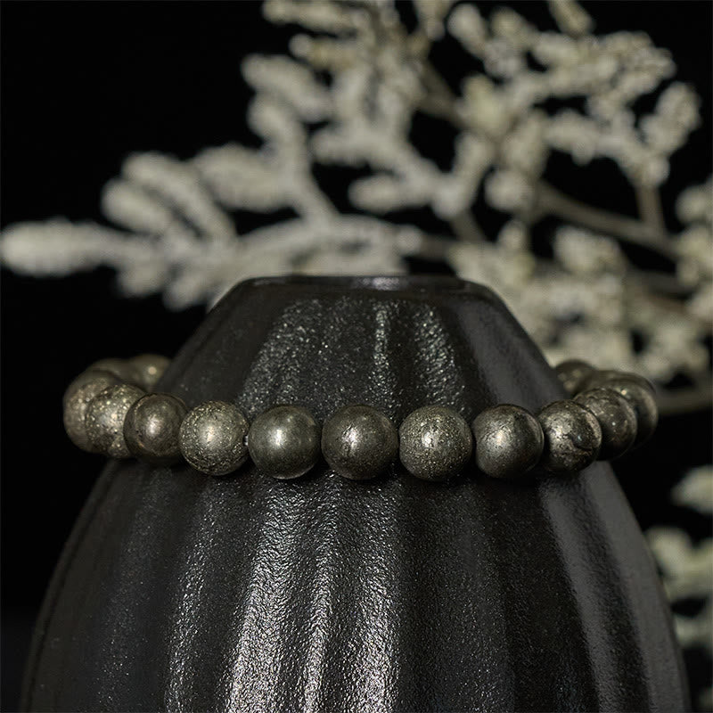 Buddha Stonesパイライト ラウンドビーズ 自信と豊かさのブレスレット - image 2