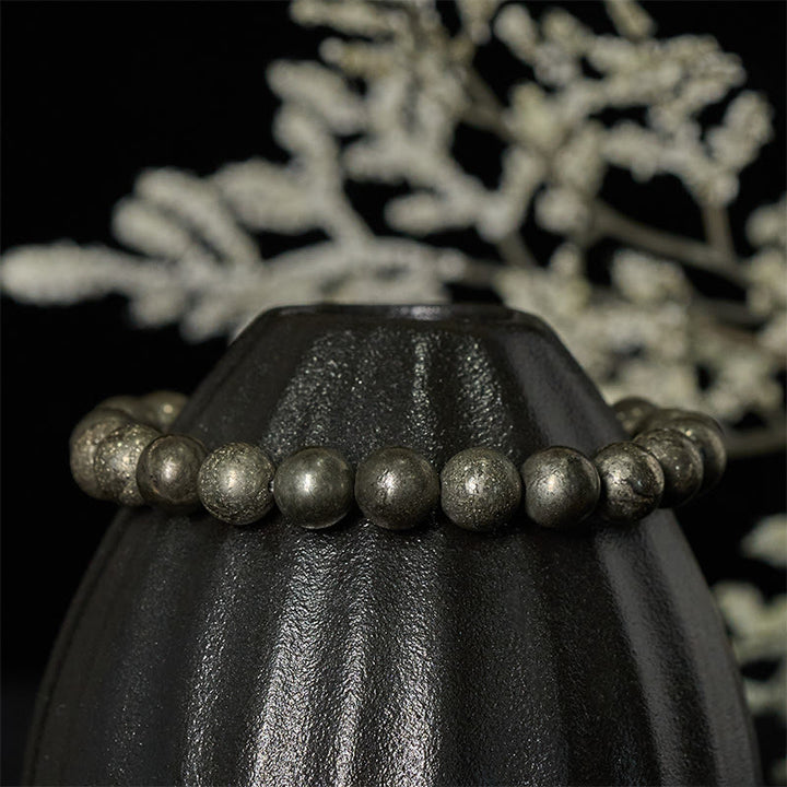 Buddha Stonesパイライト ラウンドビーズ 自信と豊かさのブレスレット - image 2
