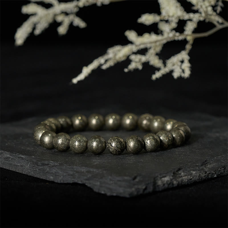 Buddha Stonesパイライト ラウンドビーズ 自信と豊かさのブレスレット - image 1