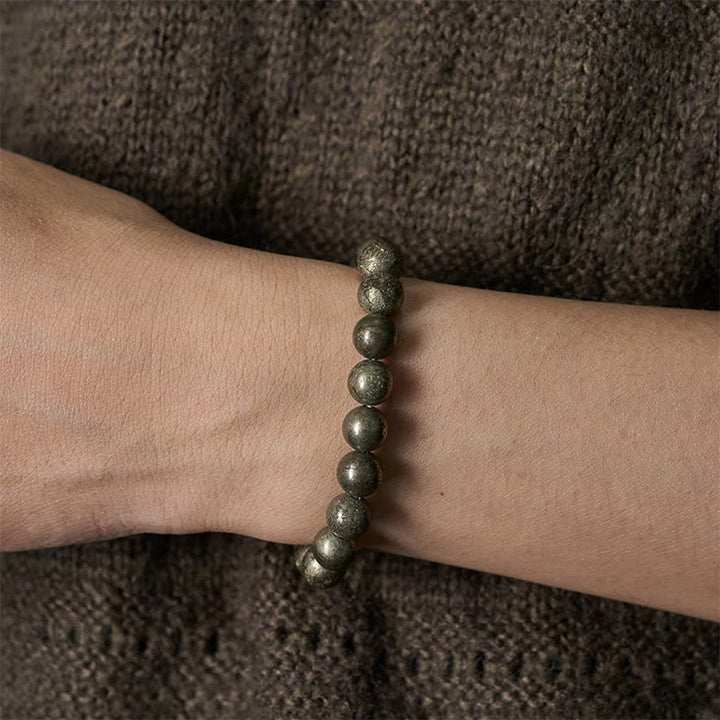 Buddha Stonesパイライト ラウンドビーズ 自信と豊かさのブレスレット - image 4