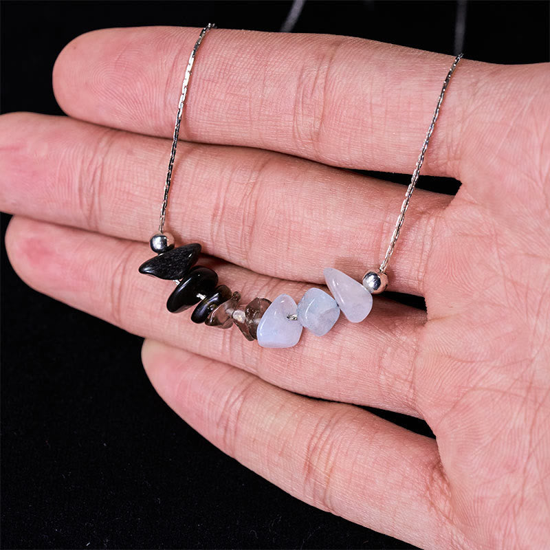 Buddha Stonesブラックオブシディアン スモーキークォーツ ガーネット アクアマリン ストロベリークォーツ ピンククリスタル ストレングスネックレスペンダント - image 4