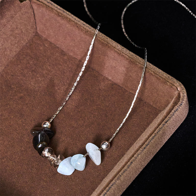 Buddha Stonesブラックオブシディアン スモーキークォーツ ガーネット アクアマリン ストロベリークォーツ ピンククリスタル ストレングスネックレスペンダント - image 2