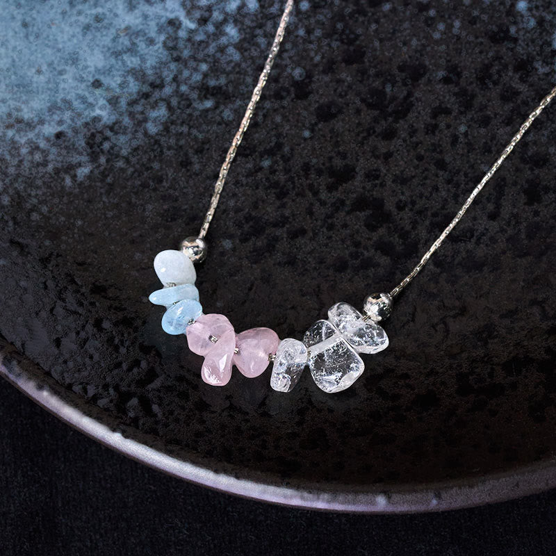 Buddha Stonesブラックオブシディアン スモーキークォーツ ガーネット アクアマリン ストロベリークォーツ ピンククリスタル ストレングスネックレスペンダント - image 9