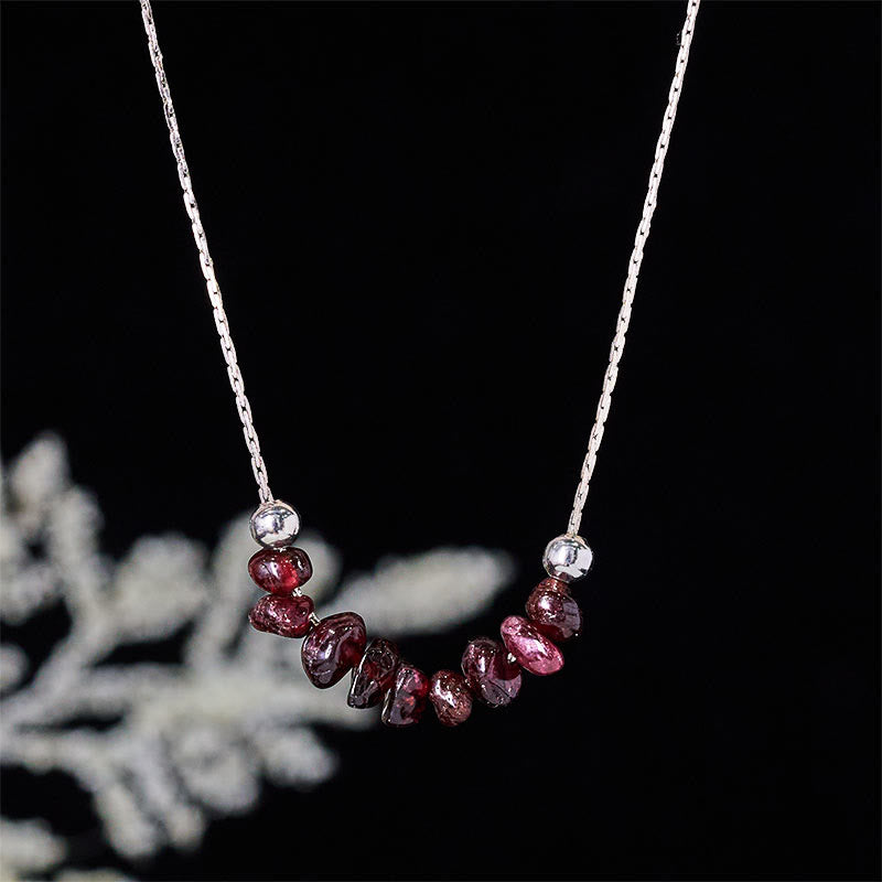 Buddha Stonesブラックオブシディアン スモーキークォーツ ガーネット アクアマリン ストロベリークォーツ ピンククリスタル ストレングスネックレスペンダント - ガーネット - image 14