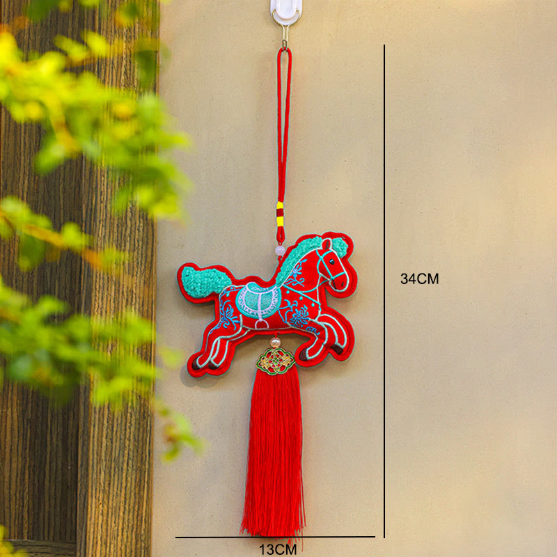 午年用Buddha Stones刺繍銅貨鈴チャームタッセル富成就吊り下げ装飾 - image 10