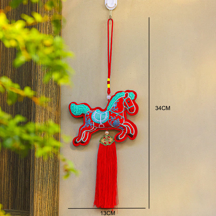 午年用Buddha Stones刺繍銅貨鈴チャームタッセル富成就吊り下げ装飾 - image 10