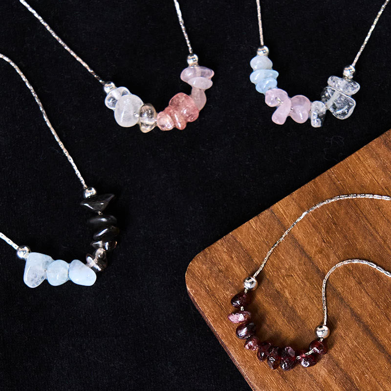 Buddha Stonesブラックオブシディアン スモーキークォーツ ガーネット アクアマリン ストロベリークォーツ ピンククリスタル ストレングスネックレスペンダント - image 26