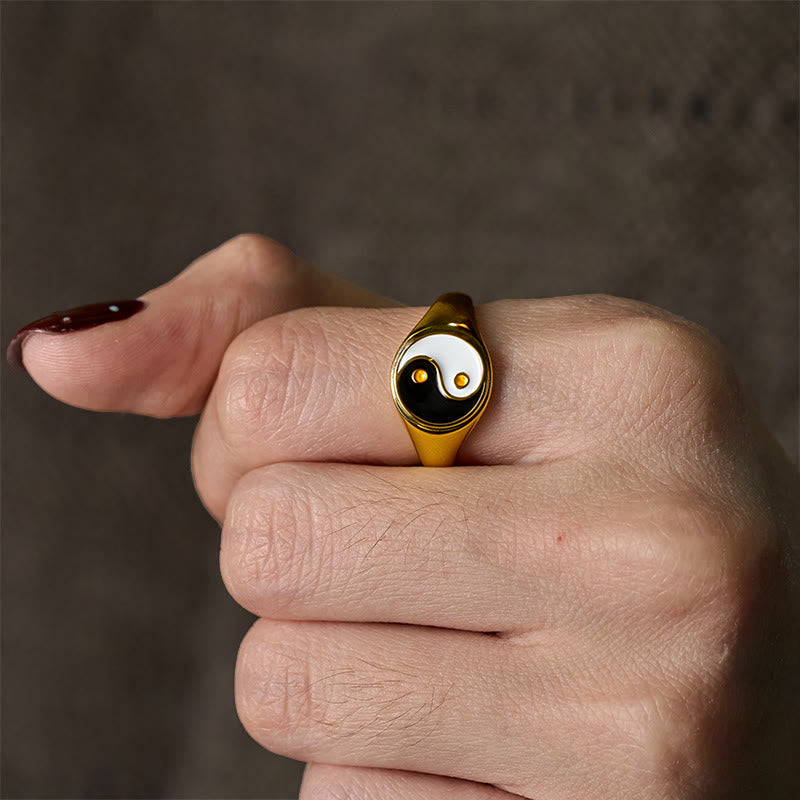 Buddha Stones銅製YinYang調節可能幸運リング - image 8