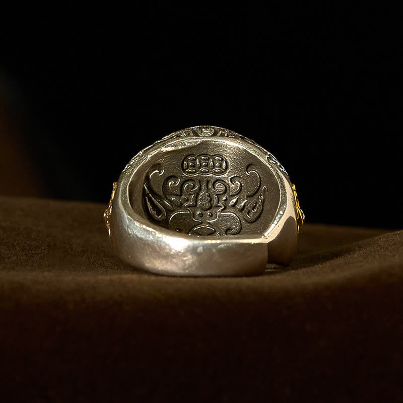 Buddha Stones銅製 八卦 銅貨 富 回転式 調節可能 リング - image 2