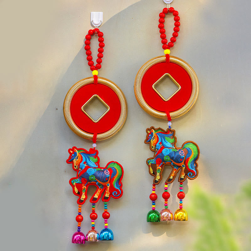 午年刺繍入りBuddha Stones金袋 ひょうたん 銅貨 鈴 お守り成就吊り下げ飾り - image 16