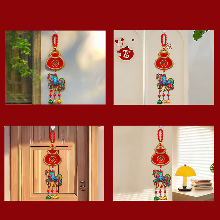 午年刺繍入りBuddha Stones金袋 ひょうたん 銅貨 鈴 お守り成就吊り下げ飾り - image 21