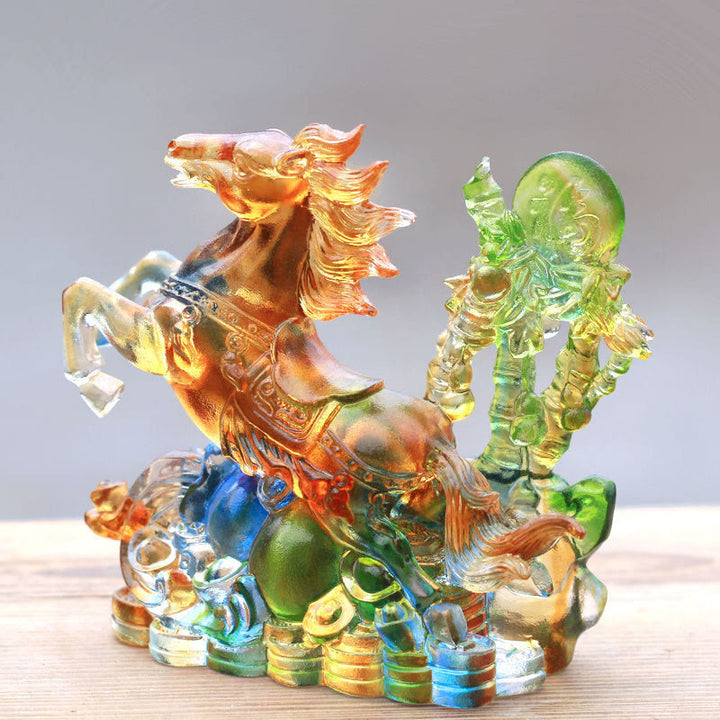 午年Buddha Stones手作り馬福キャラクターLiuliクリスタルアートピース豊かさホームオフィス装飾 - image 2