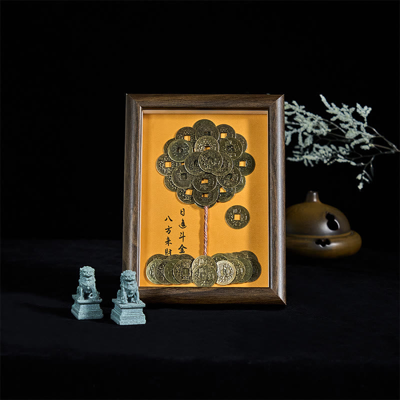 Buddha Stones五帝銭 木幸運繁栄を引き寄せる 守護 フォトフレーム オーナメント ホームデコレーション - image 1