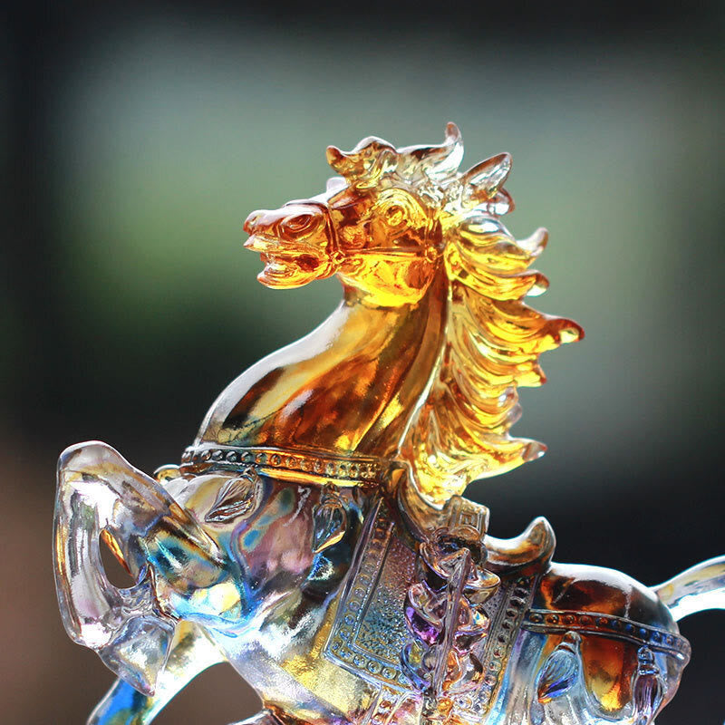 Buddha Stones年彫刻の如意馬六里クリスタルアートピース豊かさホームオフィス装飾 - image 2