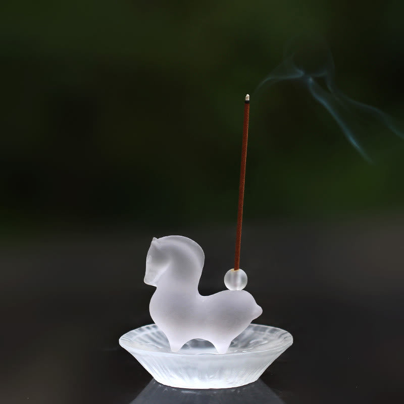 Buddha Stones馬年 蓮の実 蓮の葉 瑠璃 クリスタルアート作品 自宅 オフィス エネルギー装飾 - 香穴と蓮の鞘が付いた馬 - image 22