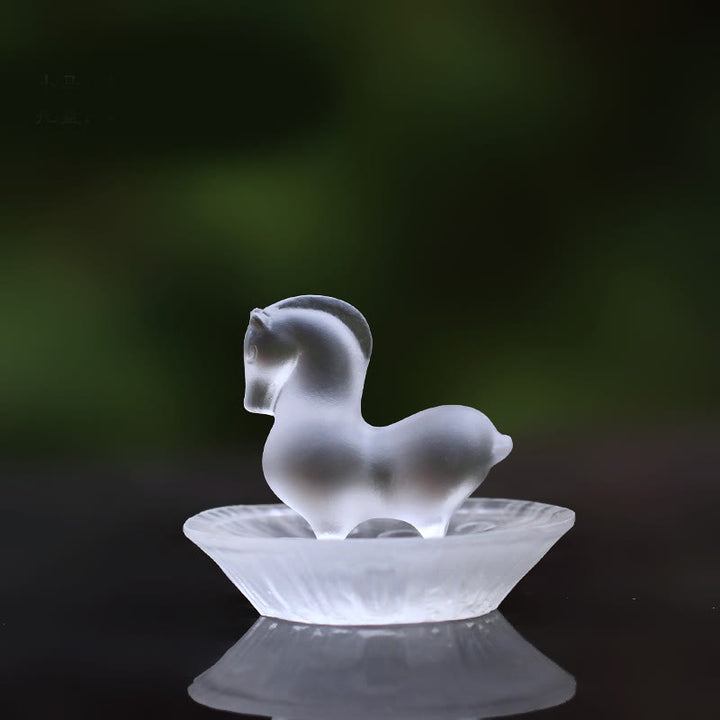 Buddha Stones馬年 蓮の実 蓮の葉 瑠璃 クリスタルアート作品 自宅 オフィス エネルギー装飾 - ホース＆ロータス ポッドパッド - image 11