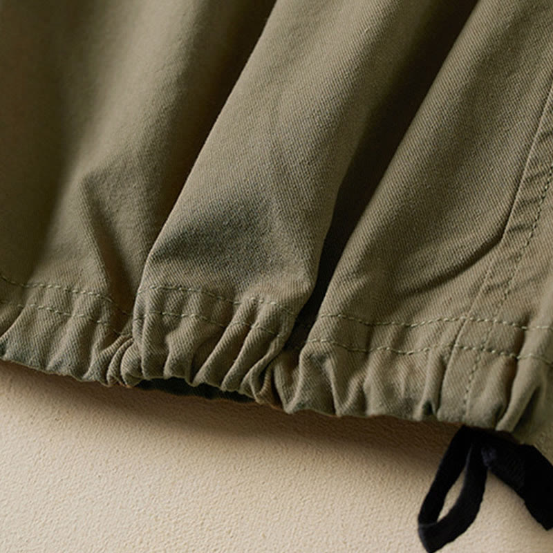 Buddha Stones秋冬 ドローストリング 7-8丈 コットン レディース カーゴパンツ ポケット付き - image 7