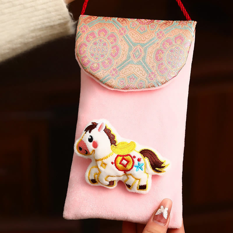 2026年午年丑年Buddha Stones新年 福文字 インゴット 模様 刺繍 中国の赤い封筒 - image 5