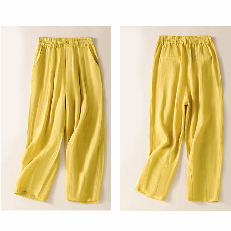 Buddha Stones夏用ボタンジッパーアンクル丈レディースパンツ ポケット付き - image 3