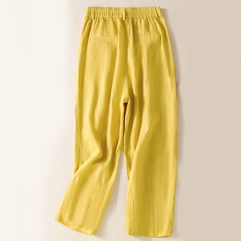 Buddha Stones夏用ボタンジッパーアンクル丈レディースパンツ ポケット付き - image 2