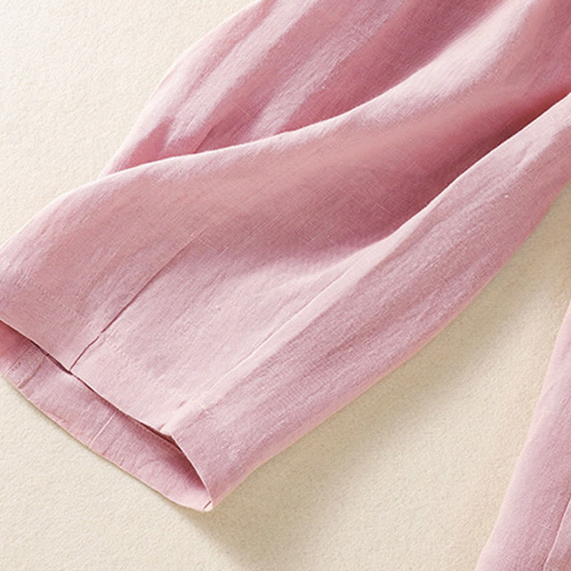 Buddha Stones夏用ボタンジッパーアンクル丈レディースパンツ ポケット付き - image 16