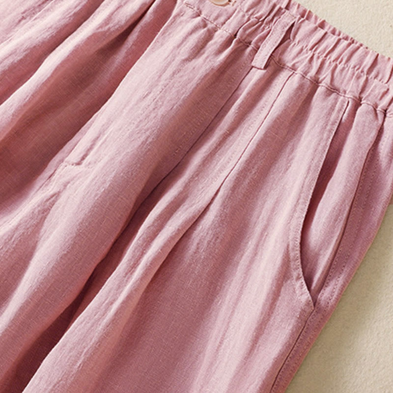 Buddha Stones夏用ボタンジッパーアンクル丈レディースパンツ ポケット付き - image 14