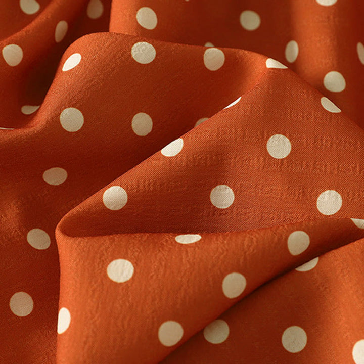 Buddha Stones秋冬 水玉模様 クルーネック 長袖 コットン レディース ミディドレス - image 8