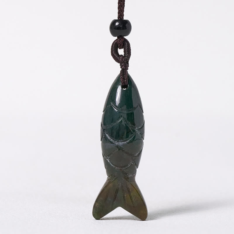 Buddha Stones彫刻鯉クリスタルインド瑪瑙アメジスト暖かさ豊かさネックレスペンダント - image 8